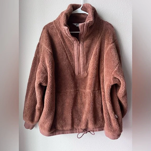 JoyLab Brown Sherpa Quarter Zip. Women’s Size Large - Picture 1 of 4